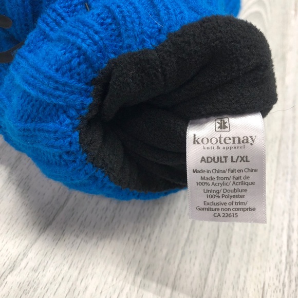Kootenay Knitted Gloves- Adult Size L/XL-Blue with Yellow Flowers- New with Tags - Picture 4 of 4